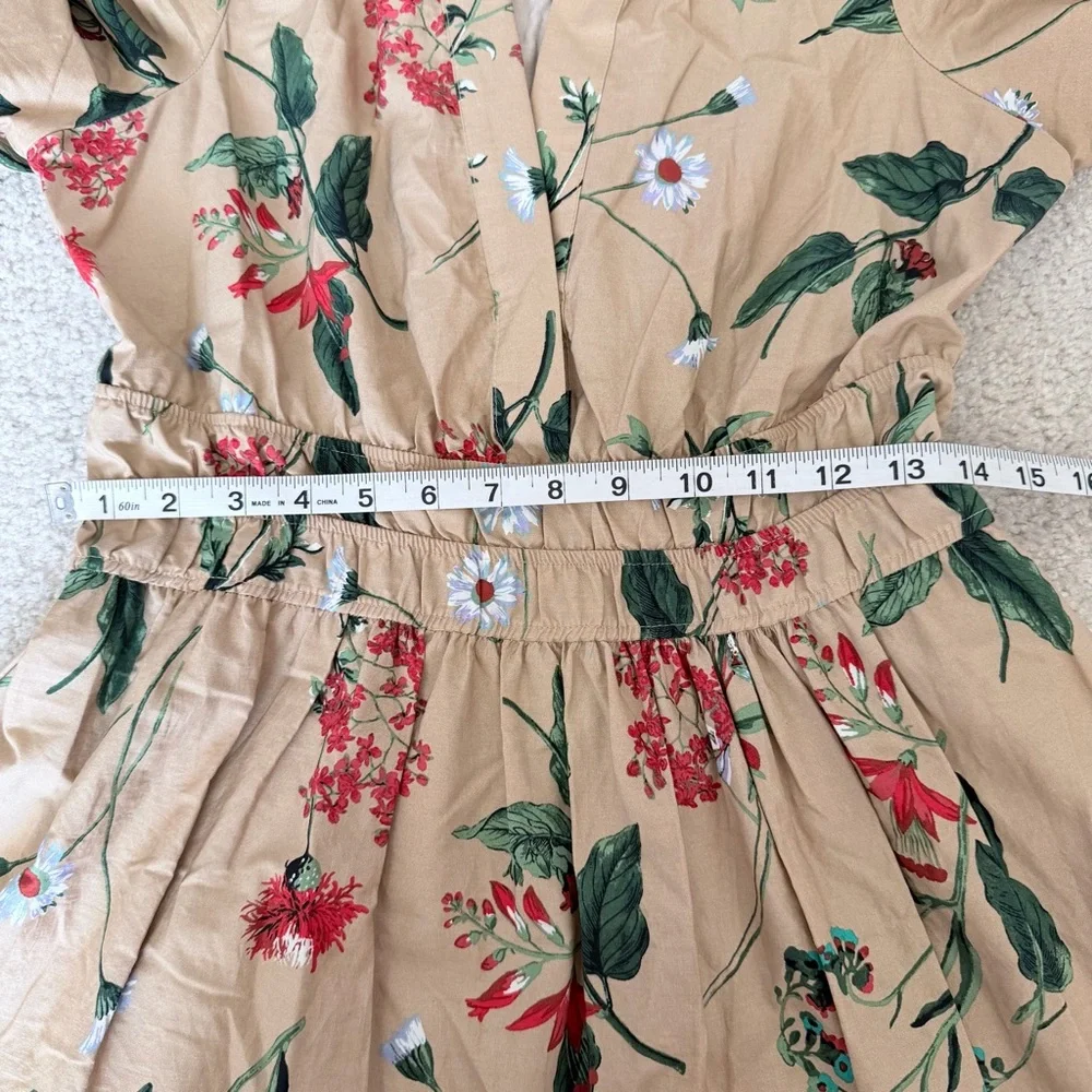 Anthropologie The Somerset Maxi Dress Cotton Tiered Size Small Khaki Floral - Picture 5 of 12